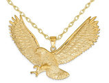 Large 14K Yellow Gold Eagle Charm Pendant Necklace with Chain